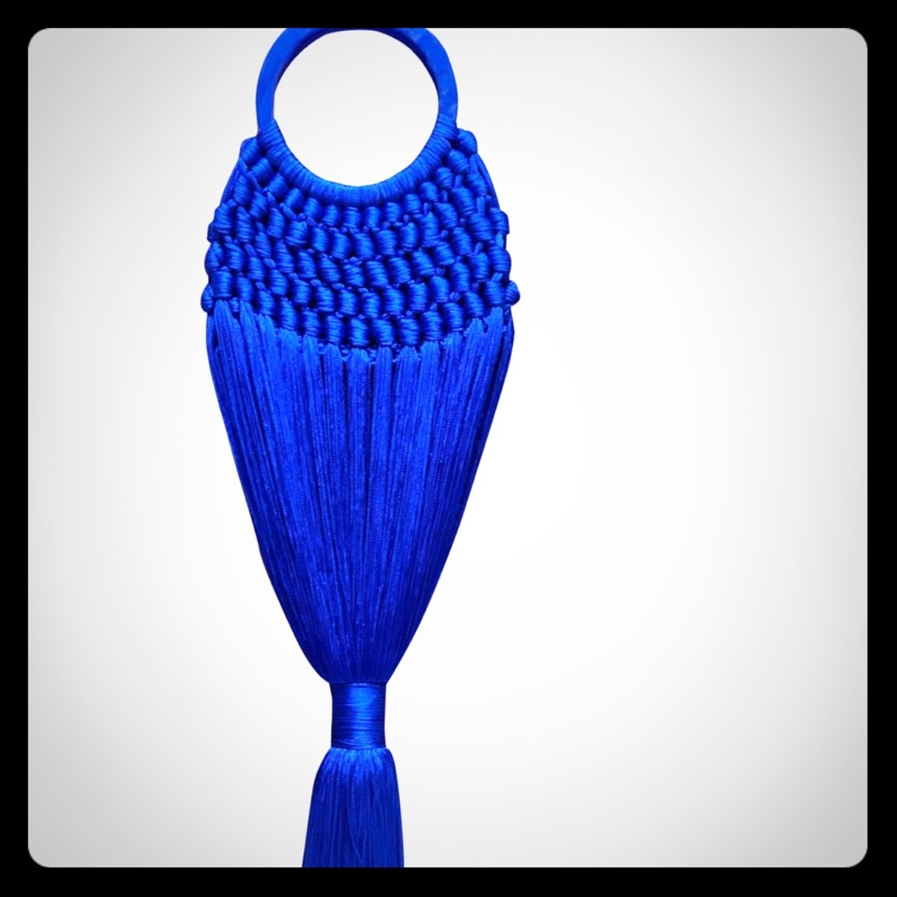 Cult Gaia cobalt Blue Angelou tasseled bag mini